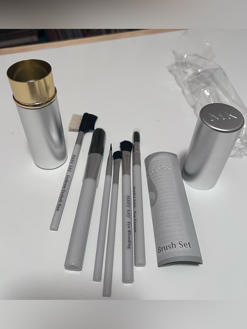 Mary Kay New Travel Set 6 Brushes Silver Case Still In Plastic Wrap Discontinued